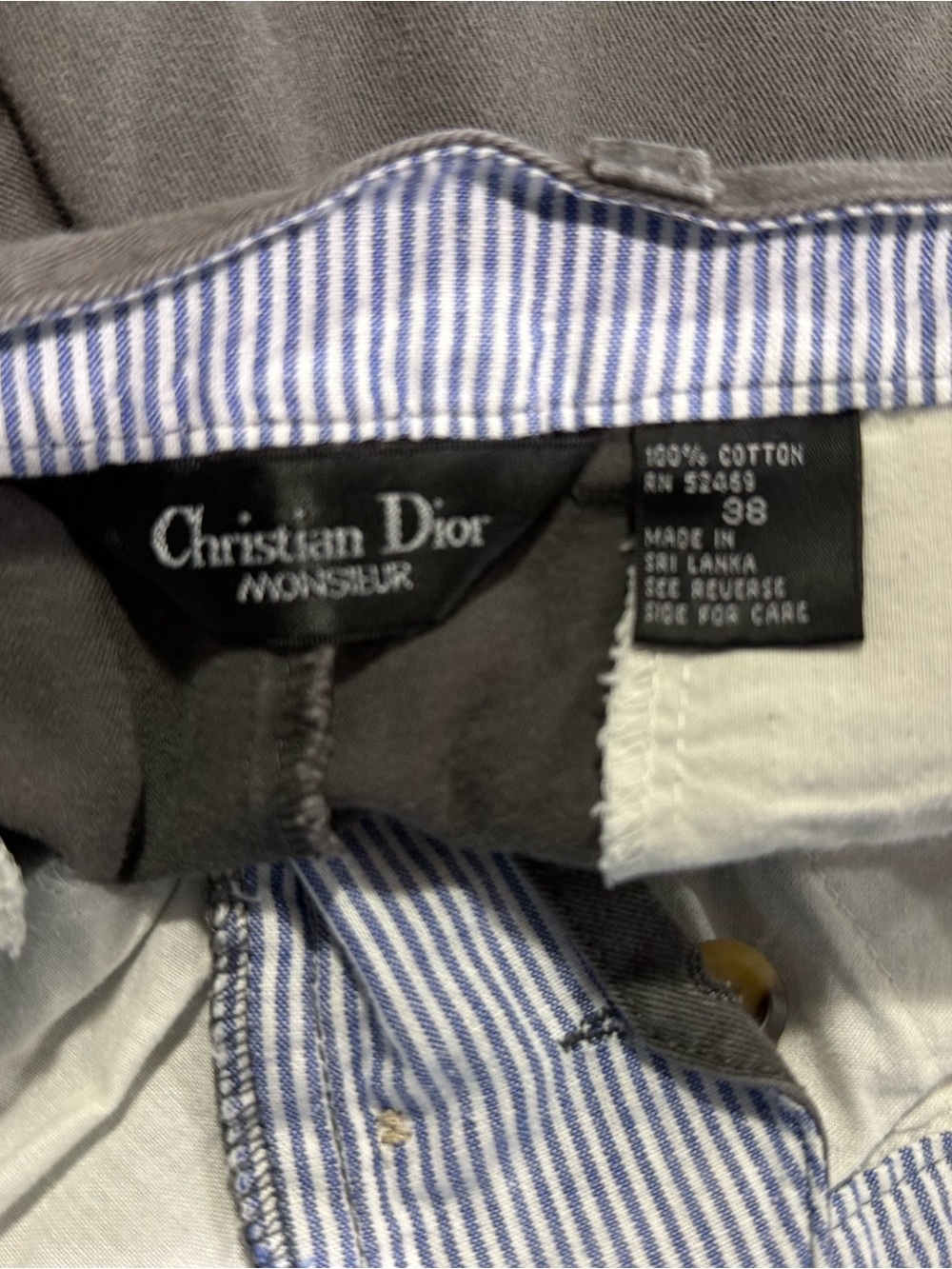 Dior Men's Dark Gray Flat-Front Cotton Shorts - Picture 3 of 3